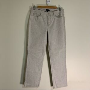 NYDJ Snakeskin Print Jean Style Pants White Beige Size 10 Style# 30247HSP06
